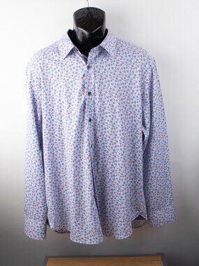Construct 4 Way Stretch Slim Fit Men's XL Long Sleeve Button Dress Shirt Floral